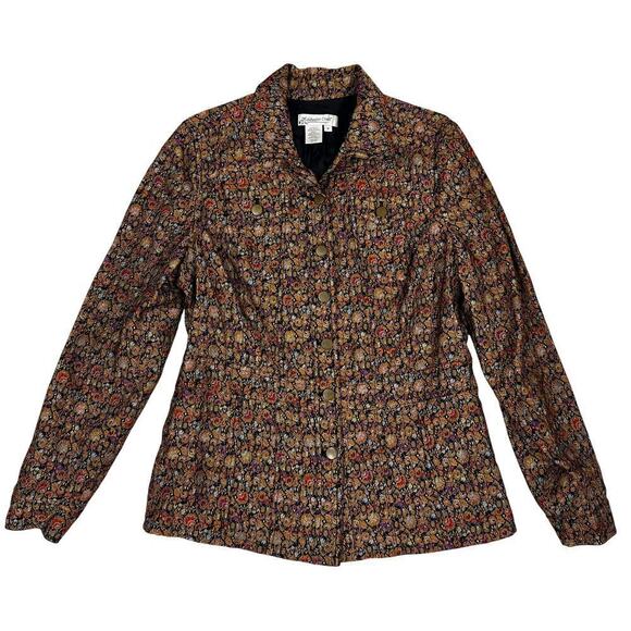 Coldwater Creek Jackets & Blazers - Women's Coldwater Creek Metallic Brocade Floral LS M Button Blazer Jacket
